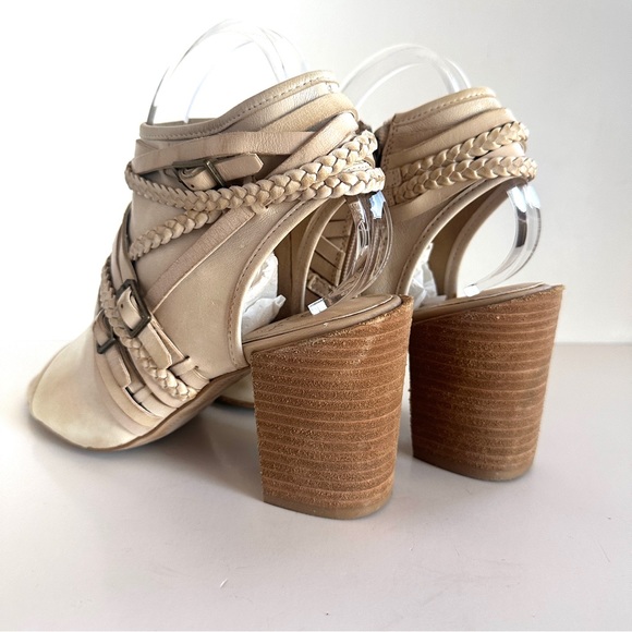 ISOLA LEONORA OPEN-TOE STACK-HEEL TAN LEATHER STRAPPY SANDALS ANKLE BOOTIE Sz8.5 - Picture 6 of 15